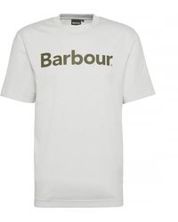 Barbour - Tops ,Wit ,Katoen Logo Relaxed Fit T-Shirt - Lyst