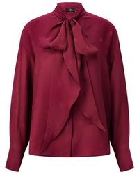 Etro - Overhemden ,Rood ,Zijden Blouse Met Strikdetail - Lyst