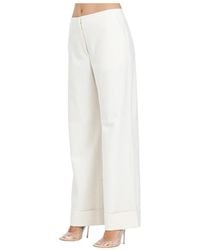 ARMANI EXCHANGE - Elegante Crème Wijde Pijp Broek - Lyst