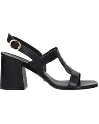 Stuart Weitzman - Schwarze Leder Plateau Sandalen - Lyst