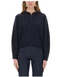 Theory - Truien & Vesten ,Blauw ,Katoen Zip-Up Hoodie Van Afgerond Katoen - Lyst