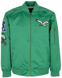 Mitchell & Ness - Jassen ,Groen ,Satijn Philadelphia Eagles Lichtgewicht Satijnen Bomberjack - Lyst