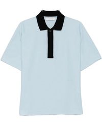 Lanvin - Tops ,Blauw ,Katoen Contrast Collar Short Sleeve Polo - Lyst