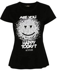 Twin Set - T-shirt e polo con stampa cuore e smiley nero - Lyst