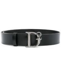 DSquared² - Cintura nera in pelle liscia a grana morbida con design regolabile e fibbia con logo - Lyst