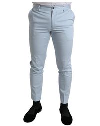 Dolce & Gabbana - Sky Blue Cotton Stretch Skinny Pants - Lyst