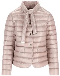 Herno - Jassen ,Roze ,Katoen Tie Puffer Coat - Lyst