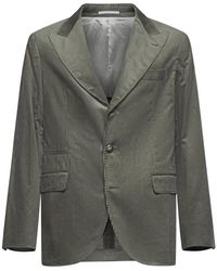 Brunello Cucinelli - Groene Corduroy Peak Lapel Blazer - Lyst