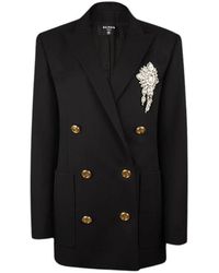 Balmain - Zwarte Blazer Vest Met Sieraden Op De Borst - Lyst