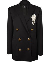 Balmain - Zwarte Blazer Vest Met Sieraden Op De Borst - Lyst