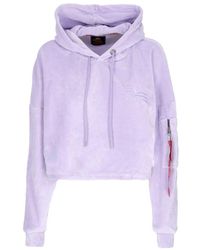 Alpha Industries - Gekürzter Chenille-Hoodie Mit Reißverschlusstasche - Lyst