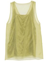 Ami Paris - Tops ,Groen ,Leer Mouwloze Top Met Ruwe Randen - Lyst
