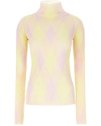 Burberry - Truien & Vesten ,Veelkleurig ,Katoen Argyle Cotton Silk Sweater - Lyst