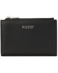 Kazar - Compacte Zwarte Portemonnee Met Ritssluiting - Lyst