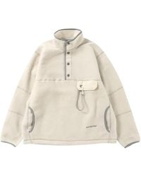 and wander - Truien & Vesten ,Wit ,Wol Fleece Trui Met Drukknoopsluiting - Lyst