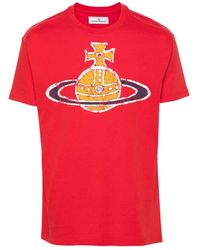 Vivienne Westwood - Rote baumwoll-t-shirts und polos mit signature orb print - Lyst