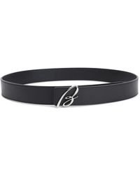 Brioni - Zwarte Leren Riem Met Handtekening B-Gesp - Lyst