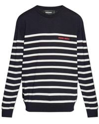 DSquared² - Truien & Vesten ,Blauw ,Wol Trui Met Logo - Lyst