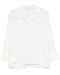 Panicale - Overhemden ,Wit ,Slub V-Neck Sweater - Lyst