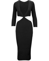 Elisabetta Franchi - Langarm kleid mit tiefem v-ausschnitt - Lyst