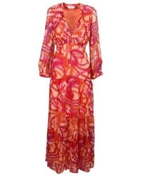 Dondup - Lange Jurk Met Elastische Taille - Lyst