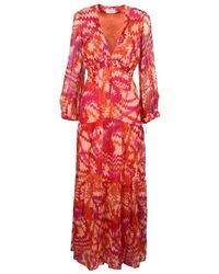 Dondup - Lange Jurk Met Elastische Taille - Lyst