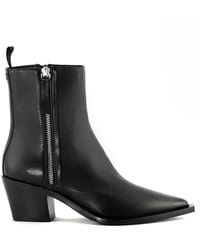 Halmanera - Schwarze Leder Stiefeletten Mit Spitzer Kappe - Lyst