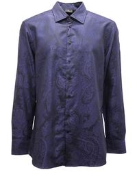 Etro - Overhemden ,Blauw ,Katoen Katoenen Overhemd, Gemaakt - Lyst