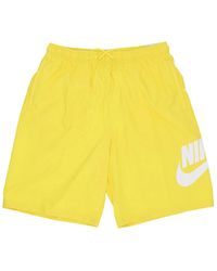Nike - Fitness ,Geel ,Polyester Club Geweven Shorts Lichting/Wit - Lyst