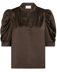 Neo Noir - Sateen Blouse Met Pofmouwen - Lyst