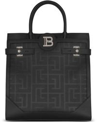 Balmain - Cabas-Tasche B-Buzz 36 aus Monogramm-Canvas und Leder - Lyst