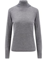 Aspesi - Grauer Wollpullover Hoher Kragen - Lyst