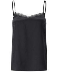 Marc Cain - Tops ,Zwart ,Zijden Top Met Kant - Lyst