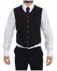 Dolce & Gabbana - Schwarze V-Ausschnitt Weste Klassische Passform - Lyst