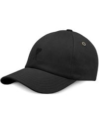 Ami Paris - Accessoires ,Zwart ,Katoen De Coeur Cap - Lyst