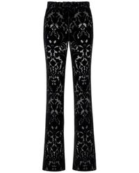 Gucci - Broeken ,Zwart ,Polyester Floral Devore Velour Broek - Lyst