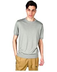 Paolo Pecora - Tops ,Groen ,Katoen Groen T-Shirt Met Korte Mouwen En Ronde Hals - Lyst