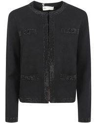 Tory Burch - Truien & Vesten ,Zwart ,Wol Kendra Embellished Wool Cardigan - Lyst