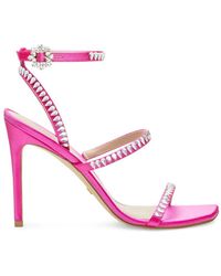 Stuart Weitzman - Schoenen ,Roze ,Leer Gemcut 100 Crystal Strappy Sandaal - Lyst