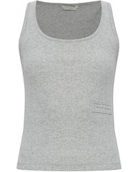 Rethinkit Studios - Tops ,Grijs ,Katoen Ribgebreide Mouwloze Top - Lyst