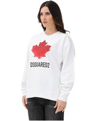 DSquared² - Hoodies & Sweatvesten ,Wit ,Brushed Crewneck Sweatshirt - Lyst
