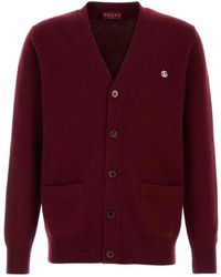 Gucci - Truien & Vesten ,Bruin ,Wol Wollen Kasjmier Vest Met Borduursel - Lyst