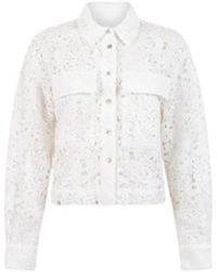 Jansen Amsterdam - Overhemden ,Wit ,Denim Elegante Gehaakte Blouse - Lyst