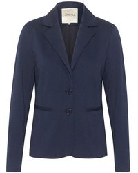 Cream - Jassen ,Blauw ,Polyester Blazer Met Kraag En Knopen - Lyst