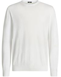 Kiton - Truien & Vesten ,Wit ,Katoen Puur Katoenen Trui Met Korte Mouwen En Ronde Hals - Lyst