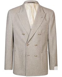 Eleventy - Jassen ,Grijs ,Wol Dubbelbreasted Wol Kasjmier Jas - Lyst