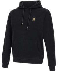 Belstaff - Hoodies & Sweatvesten ,Zwart ,Katoen Zwarte Katoenen Fleece Sweatshirt Met Capuchon - Lyst