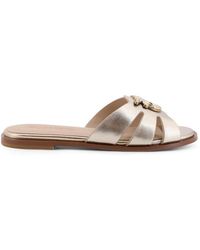 Pinko - Schoenen ,Grijs ,Leer Sandalen - Lyst