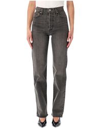 Levi's - Jeans ,Zwart ,Katoen Ribcage Straight Full Length Jeans - Lyst