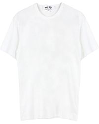 COMME DES GARÇONS PLAY - Rotes Herz Weißes T-Shirt Kurzarm - Lyst